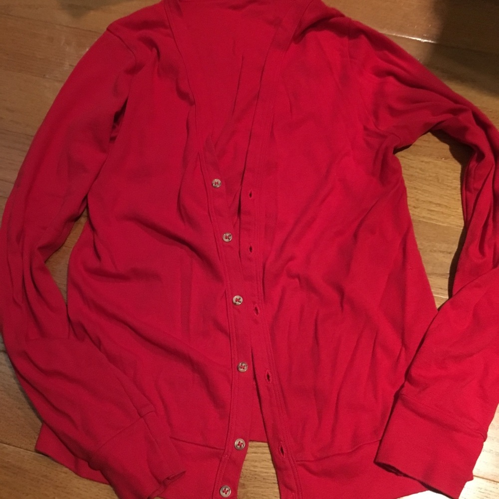 American Apparel Cotton Red Cardigan XS